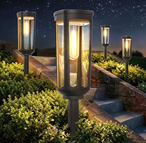 Solar Pathway Lights Outdoor Waterproof IP65, 2 Pack Warm White Solar Walkway Lights, Auto On/Off Outdoor Light for Lawn Garden Patio Driveway Decor Landscape Lighting - color: Warm Light, size: 2 Pack