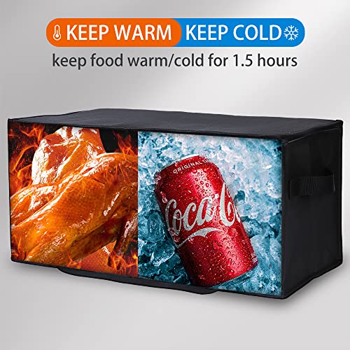 Bodaon Insulated Food Delivery Bag, 22" x 10" x 10" Insulated Pizza Delivery Bags for Hot/Cold Food, Black, 1-Pack - color: Black, size: 22" x 10“ x 10"