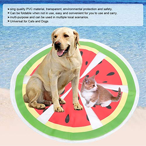 GLOGLOW Dog Cooling Mat, PVC Fruit Pattern Dog Ice Pad Watermelon Travel Round Cooler Mat Water Cooling Cushion Cats Dogs (Watermelon) Beds