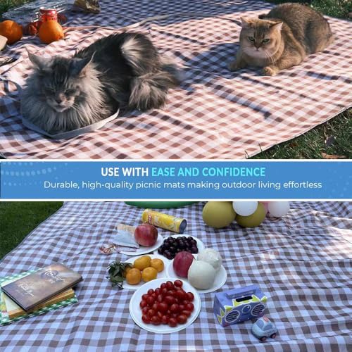 K Y KANGYUN Beach Blanket Outdoor Picnic Blankets Mat 80"x60" Extra Large Waterproof Sand Proof Camping Blankets Lightweight Folding Portable Travel Blanket for Family Park Beach Grass (Brown) - color: Brown