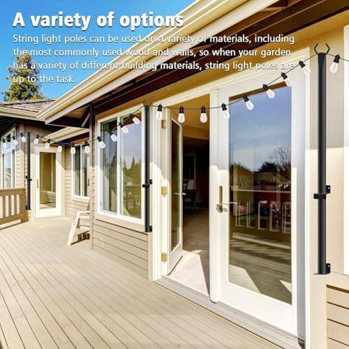 NUERPO 2 Pack String Light Poles,5Ft Metal Poles for Outdoor String Lights,Outdoor Light Poles with Post,Poles/Stand for Outside,Patio,Deck,Backyard,Garden Wedding,Party - size: 2 Pack 5FT