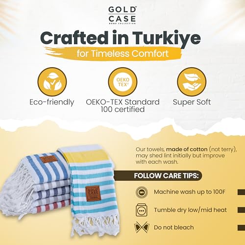 Gold CASE Turkish Hand Towels for Bathroom Set of 6 – 20 x 40'' – 100% Cotton Bathroom Hand Towels – OLYMPOS Towel for Spa, Face, Tea & Dishcloth – Decorative Cloth – Multi 2 - color: Olympos-multicolor-2, style: Hand Towel Set