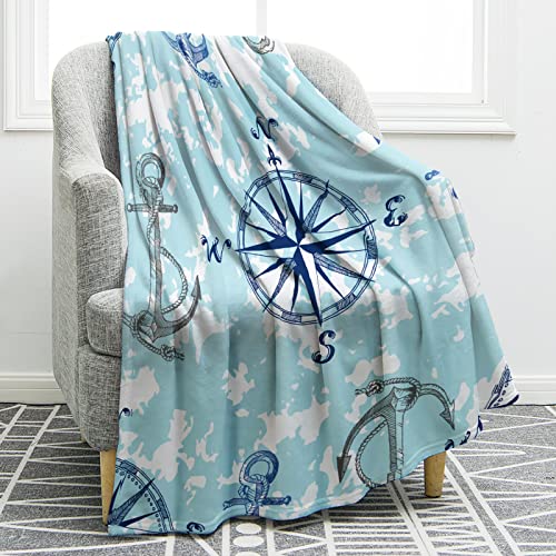 Jekeno Nautical Anchor Blanket Gifts for Women Kids Boys Men Home Bedroom Living Room Decor Soft Cozy Lightweight Throw Blankets Blue 50"x60" - color: Color5, size: 50"x60"