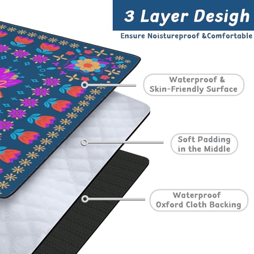 Picnic Blankets Waterproof Extra Large, 80"x 80" Outdoor Beach Blanket Sandproof Oversized Foldable Lightweight Portable 3-Layer Camping Mat for Parks,Hiking,Travel,Music Festival(Flowers) - color: Blue-purple, size: 6'8" x 6'8" (Square)