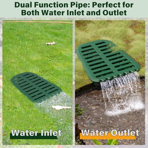 4in. Grate Yard Drain, Yard Drain Emitter for Sump Pump Discharge & Downspout Extensions, 10" W x 11.5" L x 4.7" H, Protects Foundation, Prevents Standing Water – Includes 3" & 4" SCH 40 Pipe Adapter