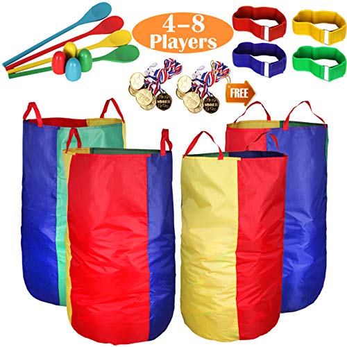 CWLAKON Outdoor Games, Potato Sack Race Bags for Kids Adults, Egg Spoon Relay Race, 3 Legged Race Bands, Birthday Party, Field Day Family Reunion Carnival Outside Yard Lawn Easter Fall Festival Games - size: Pack of 24 Oxford Cloth