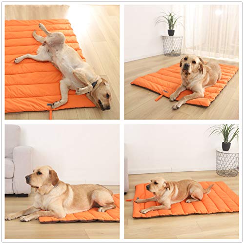 CHEERHUNTING Outdoor Dog Bed, Waterproof, Washable, Large Size, Durable, Water Resistant, Portable and Camping Travel Pet Mat - color: Orange, size: X-Large
