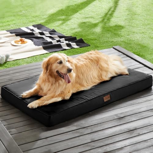 BFPETHOME Outdoor Dog Beds for Large Dogs, Waterproof Dog Bed for Medium, Large, Extra Large Dogs, Orthopedic Pet Bed with Removable Washable Cover, Egg Crate Foam Pet Bed Mat. (47 x 29in, Black) - color: Black, size: 47.0"l X 29.0"w X 3.5"th