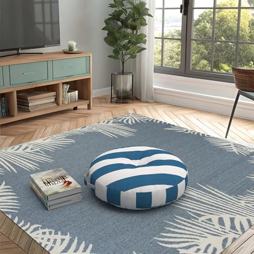 Covers & All Sunbrella Round Seat Cushion with Handle, Plush Outdoor Pillows and Chair Cushions for Home or Patio (26 x 5 Inch, Cabana Regatta) - color: Cabana Regatta, size: 26 x 5, style: Handle
