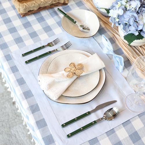 ANNOVA Silverware Set, Retro/Rivet Colorful Stainless Steel Tableware Kitchen Flatware Set Utensils, Includes Dinner Knives, Forks, Spoons, Salad Forks & Dessert Spoons (Dark Green, 10 Pieces) - color: Dark Green