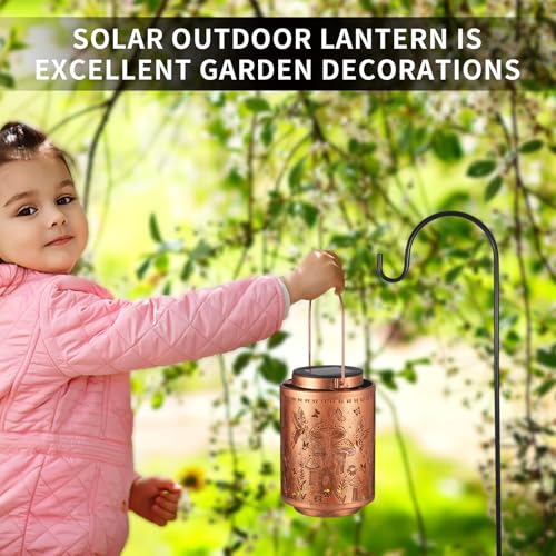 Solar Lanterns Outdoor Waterproof Mushroom Butterfly Garden Decor Gifts for Women Mon Grandma Metal Hanging Solar Lights Decoration for Outside LED Lanterns for Yard Patio Lawn - style: Mushroom