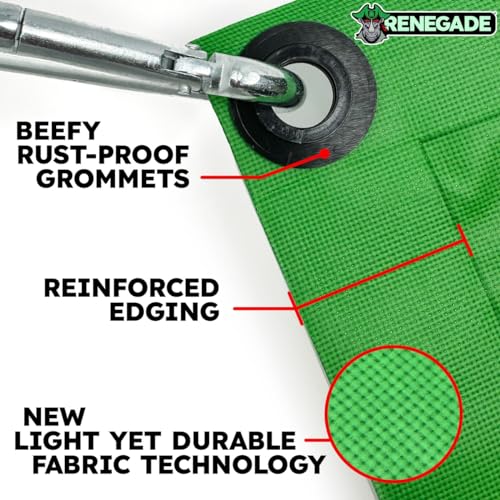 RENEGADE Industrial Tarp 10x8 ft Green – Heavy Duty, Waterproof, UV-Resistant, PFAS-Free – All-Purpose Tarpaulin for Construction, Outdoor Projects, Camping & Equipment - color: Green, size: 10X8