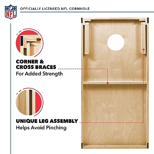 Wild Sports 2' x 3' Solid Wood Cornhole Set with Direct Print HD Team Graphics – Great Gift for Any Football Fan! Bean Bag Toss Family Outdoor Games – NFL Houston Texans