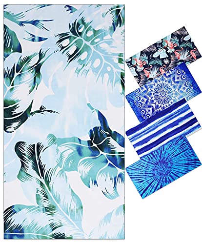 Oversized Terry Beach Towel 36 x 72 in Soft Extra Large XL Big Pool Swimming Towels for Adults Clearance Blanket Travel Essentials Cruise Accessories Must Haves Vacation Stuff Lounge Chair Cover Palm - color: Plam Green