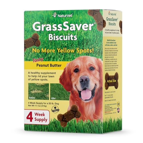 NaturVet GrassSaver|Biscuits for Dogs – Help Keep Grass Green, Rid Your Lawn of Yellow Patches Caused by Dog Urine| No More Yellow Spots| DL-Methionine Peanut Butter Flavor – 11 oz - color: Biscuits, size: 11.1 Ounce (Pack of 1)