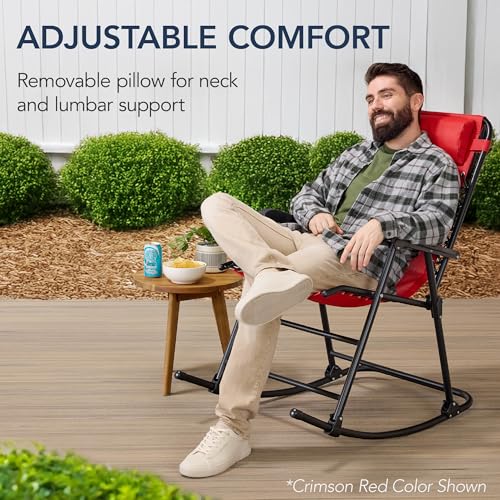 Best Choice Products Outdoor Zero Gravity Rocking Chair, Folding Reclining Patio Lounge Chair with Adjustable Pillow for Lawn, Beach, Camping - Beige - color: Beige
