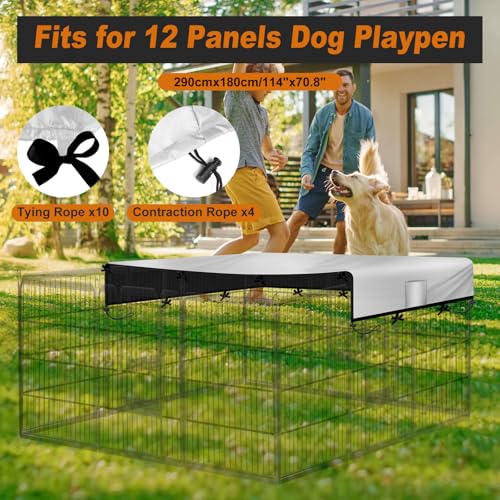LYHNMW Dog Playpen Cover, 600D Oxford Fabric Dog Pen Canopy with Sun and Rain Protection, Specialized Fits for 24/32/40/45/50" Panels Playpen(Only Cover) - size: Fit 12 Panels