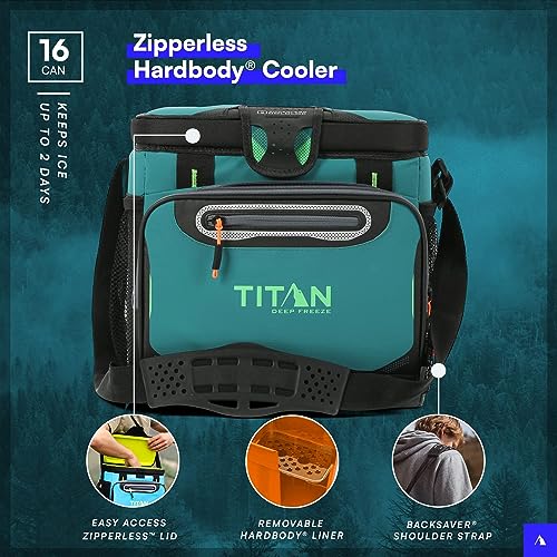 Titan by Arctic Zone Deep Freeze Cooler - Zipperless Hardbody Cooler - Deep Freeze Insulation, HardBody Liner, and SmartShelf - color: Pine, size: 16 Can
