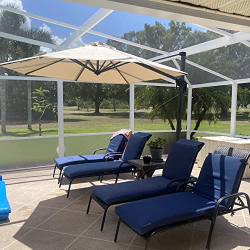 PURPLE LEAF 10 Feet Patio Umbrella Outdoor Cantilever Round Umbrella Aluminum Offset Umbrella with 360-degree Rotation for Garden Deck Pool Patio, Beige - color: Beige, size: 10 Feet, style: Standard