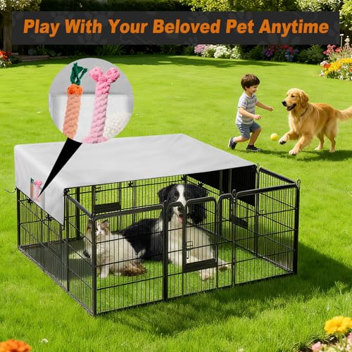 LYHNMW Dog Playpen Cover, 600D Oxford Fabric Dog Pen Canopy with Sun and Rain Protection, Specialized Fits for 24/32/40/45/50" Panels Playpen(Only Cover) - size: Fit 16 Panels