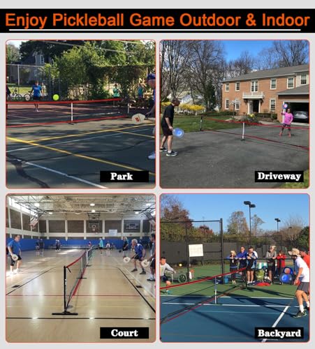 Pickleball Net for Driveway, Portable Pickleball Net System with Regualtion Size 22FT Pickle Ball Net, Outdoor Pickleballs, Carry Bag, Weather Resistant Metal Frame - style: Pickleball net