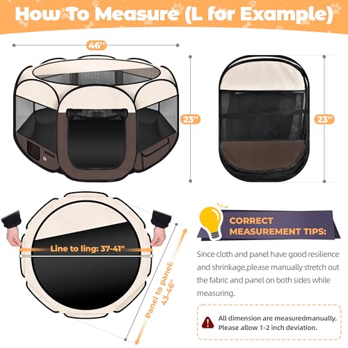 Dog Playpen 45", HOMAGICO Pet Playpen for Indoor Cats Enclosed, Portable Dog Cage Outdoor Tent Crate with Carrying Case, Water-Resistant and Removable Shade Cover,Brown - color: Brown