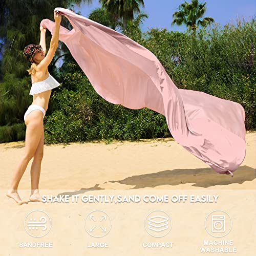 BYDOLL Nylon Beach Blanket Waterproof Sandproof 78''x110'' Suits 1-7 Adults Oversized Sand Free Extra Large Blanket Lightweight Soft Picnic Mat for Beach Essentials - color: Pink, size: 78''x 110''