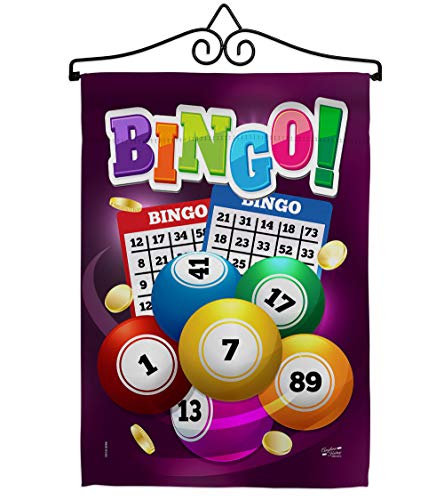 Bingo Garden Flag Set Wall Hanger Interests Game Bunco Night Dice Poker Hobbies Leisure Activity Small Decorative Gift Yard House Banner Double-Sided Made In USA 13 X 18.5 - size: Garden Flag Set 13"x 18.5" w/ Wall Hanger