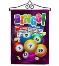 Bingo Garden Flag Set Wall Hanger Interests Game Bunco Night Dice Poker Hobbies Leisure Activity Small Decorative Gift Yard House Banner Double-Sided Made In USA 13 X 18.5 - size: Garden Flag Set 13"x 18.5" w/ Wall Hanger