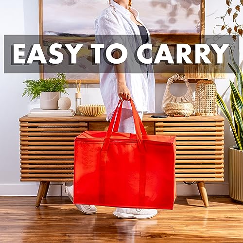 Carrywell (Not Made In China) Insulated Food Delivery and Catering Bags 2-Pack, XXXL Pizza Delivery and Reusable Warming Bag, Thermal Insulation Tote for Hot and Cold Food, Doordash - color: Red, size: 2 pack, style: Xxxl Insulated