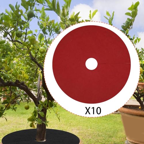 10Pcs Tree Weeding Barrier Mats Ground Covers Tree Protection Mats for Landscaping, red - color: red