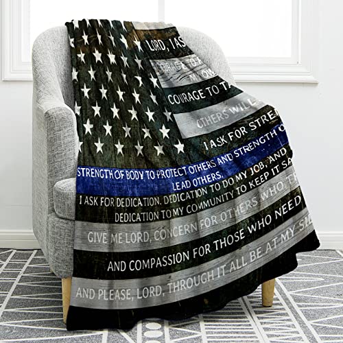 Jekeno Police Officers Prayer Blanket Gifts for Men Kids Boys Home Bedroom Living Room Decor Soft Cozy Lightweight Plush Throw Blankets 50"x60" - color: Color637, size: 50"x60"