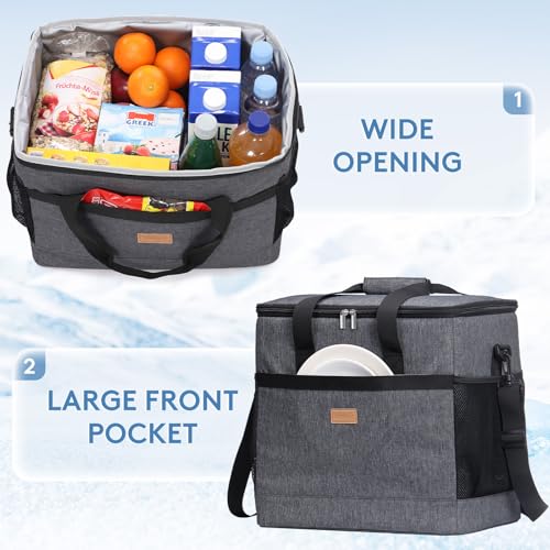 Lifewit Cooler Bag 30/50/60 Cans Collapsible and Insulated Large Lunch Bag Leakproof Soft Cooler Portable Tote for Camping/BBQ/Family Outdoor Activities - color: Dark Gray, size: 60-Can(40L)
