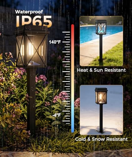 XMCOSY+ Solar Lights Outdoor, 8 Pack 50LM Bright Solar Pathway Lights, IP65 Waterproof 3-in-1 Garden Light for Yard Backyard Driveway Walkway Landscape Path (Warm/Cool White) - size: 8 Pack