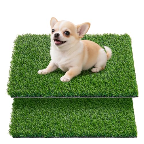 Artificial Pee Grass Pad for Dogs, Fake Grass Replacement Pads for Dog Potty Tray Training Pet Turf, Indoor and Outdoor Mat- 2 Packs (14" x 18") - size: 14" X 18"