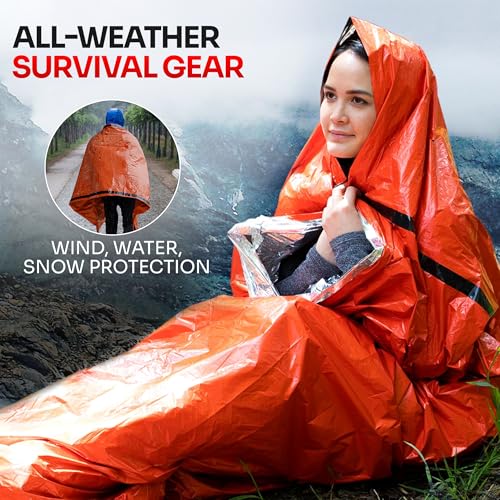Emergency Sleeping Bag for Survival Gear and Supplies Life Bivy Sack Waterproof Mylar Emergency Blankets for Survival Kit Car Camping Gear Hiking Tac Bivvy Go Bags Supplies Sleep Sacks Shelter - size: [1 Pack]