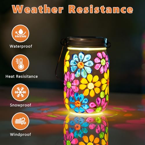 Stargarden Mosaic Solar Lantern ,Mosaic Lights ,Outdoor Hanging Jar Lights ,Waterproof Solar Lamps for Tree, Garden, Patio, Yard, Outdoor(Flower) - color: Bright Flower