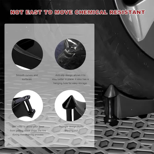 4 PCS Car Hose Guide, Tire Hose Roller Preventing Stucking and Snagging Under The Wheels, Plastic Detailing Tyre Hose Guide Vehicle Washing Tool for Cars Trucks SUVs (Black) - color: Black