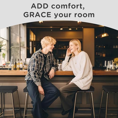 AddGrace Anti-Slip Bar Stool Cushions Square Bar Stool Seat Cushions with Ties Set of 4 Small Square Chair Pads with Machine Washable Cover 12"X12"X2" (Black) - color: Black
