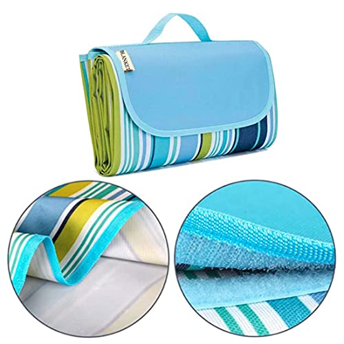 K Y KANGYUN Extra Large Picnic Blanket Outdoor Beach Blankets, Water-Resistant Foldable Sandproof Blankets Cute Picnic Mat for Beach, Camping Grass Lawn Park Mats (Blue, 80x60 in) - color: Blue, size: 5' x 6'8"