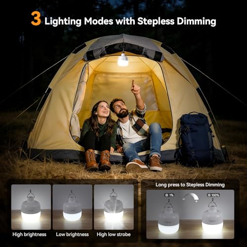 VAVOFO 2PCS 20W LED Camping Lantern Rechargeable, 1200LM Camping Light , 3000mAh Portable Tent Light , IP65 Waterproof Flashlight Lanterns for Emergencies ,Power Outages,Hurricane (White) - color: White+White