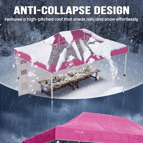 Quictent 10x15FT Heavy Duty Pop Up Canopy Tent, Commercial Easy up Portable Waterproof Shelter with Roller Bag for Outdoor Wedding Party Events Markets Gazebos - color: Fuchsia, size: 10X15