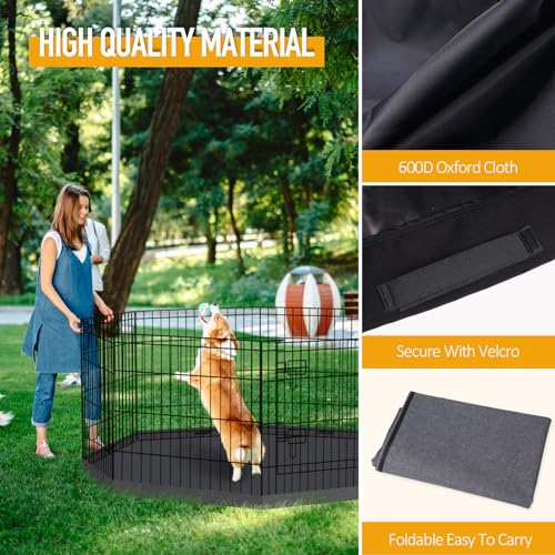 Dog Playpen Regular Octagon Metal Exercise Pet Playpen 8 Panels 24 Inch Bottom Pad Cover for Small Medium Pets Indoor Outdoor(Only Black Bottom pad Cover, Playpen Not Included) - style: Black Bottom pad cover