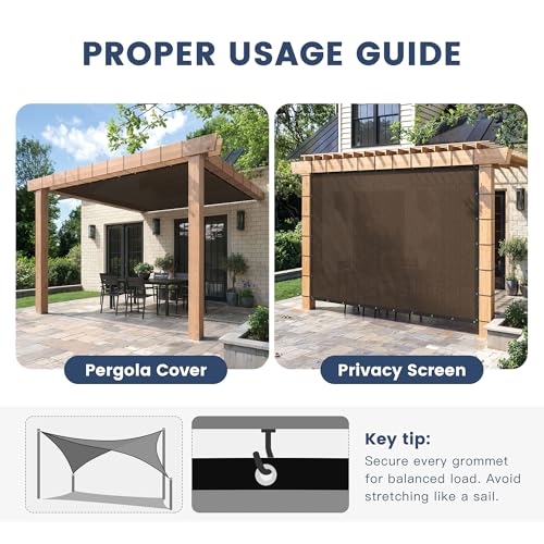90% Sun Shade Cloth with Grommets 3X6 FT, Outdoor Pergola Shade Cover, Heavy-Duty Mesh Tarp Patio Sun Screen for Lawn Garden Backyard, Mocha - color: Mocha, size: 0 3 x 0 6 FT