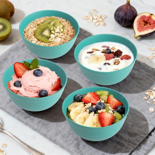Wheat Straw Bowls 10 OZ, Unbreakable Ice Cream Bowls Set of 6, Reusable Mini Bowls for Salad, Cereal, Soup, Microwave & Dishwasher Safe Fruit Bowl for Indoor & Outdoor, Green - color: Green, size: 10 Oz