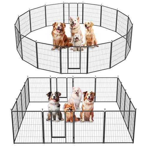 Simple Deluxe Dog Playpen Outdoor, Portable Dog Playpen for Travel, Camping, 32" Height 16 Panels Heavy Duty Dog Pen for Small/Medium Dogs, Black - color: Black, size: 16 Panels 32 inch, style: Metal