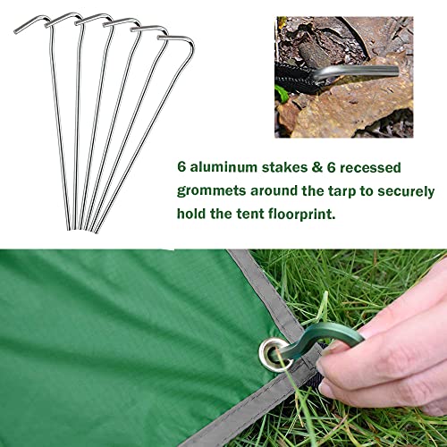 AYAMAYA Tent Footprint, PU 3000 Waterproof Tent Ground Cloth Large Size for 2-8 Person Family Camping Tents Ground Sheet Mat with 6 Tent Stakes for Camping Hiking Picnic - 13x9FT /8x7FT /6x7FT /5x7FT - size: 6ft X 7ft