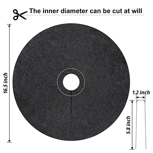 8 Pack Non-Woven Tree Mulch Ring, 16.5 Inch Degradabl Tree Protector Mat Reusable Tree Weed Barrier Mat for Weed Control Root Protection - color: Black 16IN