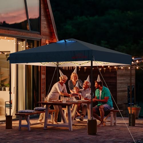 10x10 Pop Up Canopy with Sidewalls, Easy Up Canopy Tent, Heavy Duty Tents for Parties, One Person Set Up Event Tent, Light Blue - color: Light Blue, size: 10x10