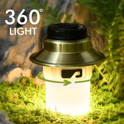Rechargeable LED Camping Lights & Lantern, Waterproof Lamp with 5 Modes RGB String Lights, Adjustable Brightness Tent Light, Battery Powered Outdoor Lantern, Camping Essentials
